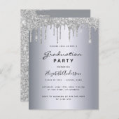Afstuderen 2021 partij zilverglitter-uitnodiging briefkaart (Voorkant / Achterkant)
