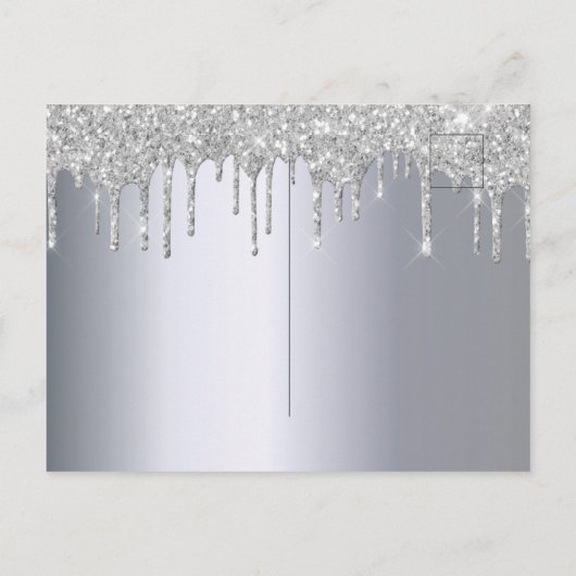 Afstuderen 2021 partij zilverglitter-uitnodiging briefkaart (Achterkant)