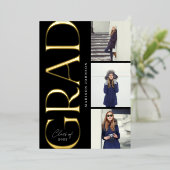Afstuderen 2022 3 Foto Party Folie Folie Uitnodiging (Staand Voorkant)