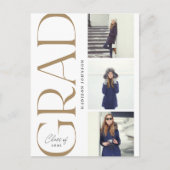 Afstuderen 2022 3 Foto Party Gold Aankondigingskaart (Voorkant)