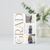 Afstuderen 2022 3 Foto Party Gold Aankondigingskaart (Staand voorkant)