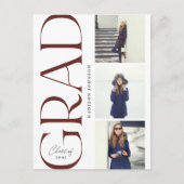 Afstuderen 2022 3 Foto Party Red Aankondigingskaart (Voorkant)