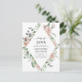 Afstuderen 2022 Dusty Pink Floral Greenery Invitat Briefkaart (Staand voorkant)