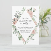 Afstuderen 2022 Dusty Pink Floral Greenery Kaart (Staand voorkant)
