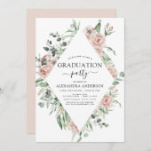 Afstuderen 2022 Dusty Pink Floral Greenery Kaart (Voorkant / Achterkant)