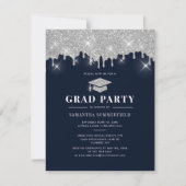 Afstuderen 2022 Glitter Silver Sparkle Afstudeerde Kaart (Voorkant)