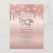 Afstuderen 2022 Manuscript Roos Gold Modern Partij Uitnodiging Briefkaart (Voorkant)