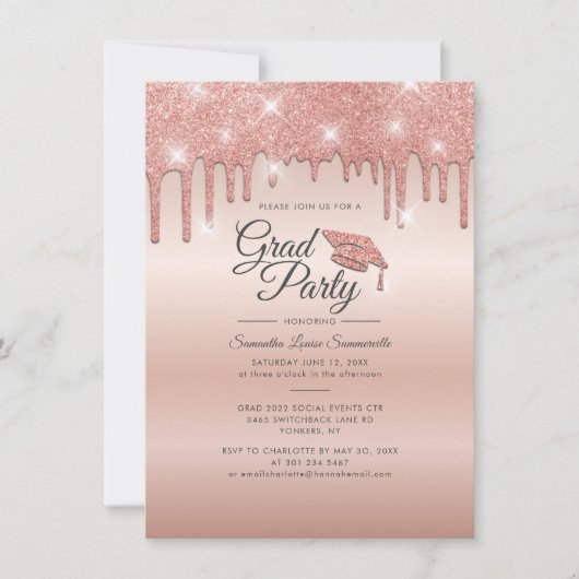 Afstuderen 2022 Roos Gold Glitter Afstuderen parti (Voorkant)