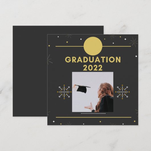 Afstuderen 2022 Topper Black Gold Stars Kaart (Voorkant / Achterkant)