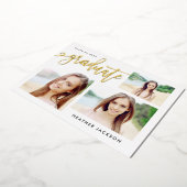 Afstuderen 2022 Trendy 3 Foto Collage Party Folie  Uitnodiging (Gedraaid)