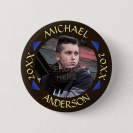 Afstuderen 2023 | Aangepaste foto moderne driehoek Ronde Button 5,7 Cm