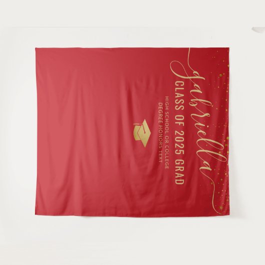 Afstuderen 2023: Achtergrond rode foto-aap selfie Wandkleed (Voorkant (horizontaal))