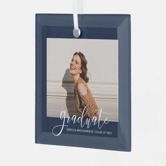 Afstuderen 2023 Afstuderen Kerstmis met foto's Glas Ornament (Voorkant links)