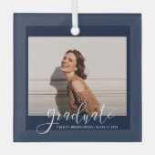 Afstuderen 2023 Afstuderen Kerstmis met foto's Glas Ornament (Voorkant)