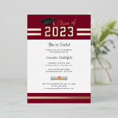 Afstuderen 2023 Burgundy Afstudeerder Party Roos G Folie Uitnodiging (Staand Voorkant)