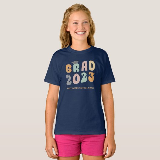 Afstuderen 2023 de Aangepaste Naam van de School v T-shirt (Voorkant volledig)