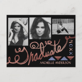 Afstuderen 2023 Foto Collage Faux Roos Gold Foil Aankondigingskaart