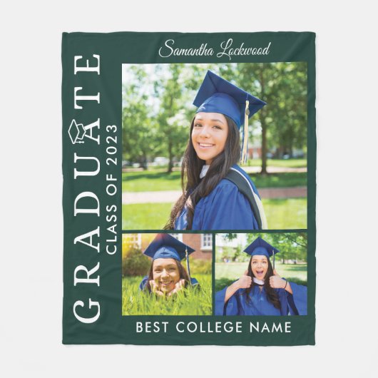 Afstuderen 2023 Foto Collage Green Afstudeerder Ke Fleece Deken (Voorkant)