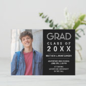 Afstuderen 2023 Foto Modern Black Silver Afstudeer Aankondiging (Staand voorkant)