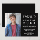 Afstuderen 2023 Foto Modern Black Silver Afstudeer Aankondiging (Voorkant / Achterkant)