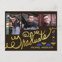 Afstuderen 2023 Fotocollage Faux Gold Typografie Aankondigingskaart