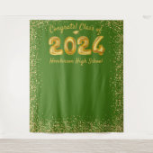 Afstuderen 2023 Gold Balloons - Groene foto - acht Wandkleed (Voorkant)