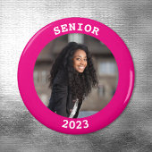 Afstuderen 2023 Hot Pink Round Photo Border Magneet