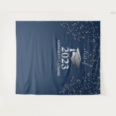 Afstuderen 2023 Koningsblauw Confetti Zilver Wandkleed (Voorkant (horizontaal))