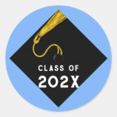 Afstuderen 2023 lichtblauw ronde sticker (Voorkant)
