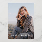 Afstuderen 2023 Manuscript Navy Blue Photo Party G Folie Uitnodiging (Achterkant)