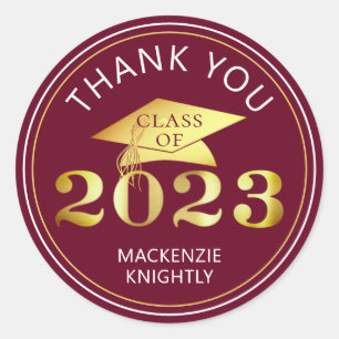 Afstuderen 2023 Maron Faux Gold of Custom Color Ronde Sticker