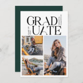 Afstuderen 2023 Multi-Photo Green Black Afstudeerd Kaart (Voorkant / Achterkant)