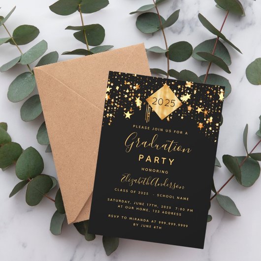 Afstuderen 2023 partij topper zwarte gouden sterre kaart