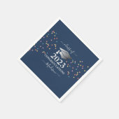 Afstuderen 2023 Royal Blue Confetti Silver initiaa Servet (Hoek)