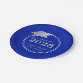Afstuderen 2023 Royal Blue Faux Silver Papieren Bordje (Gekanteld)