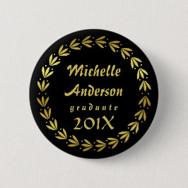 Afstuderen 2023 zwart | Gold Laurel WreatCustom Ronde Button 5,7 Cm