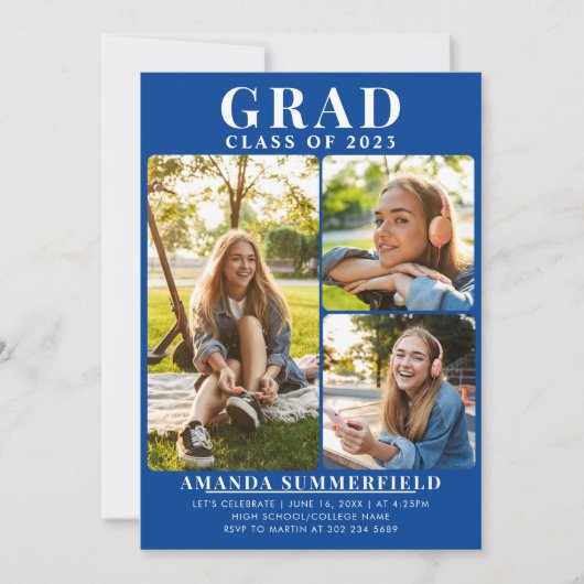Afstuderen 2024 Afstudeerder Fotocollage Blauw Fee Kaart (Voorkant)