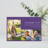 Afstuderen 2024 Afstudeerder Foto's Paarse Modern Bedankkaart (Staand voorkant)