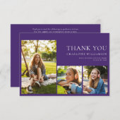 Afstuderen 2024 Afstudeerder Foto's Paarse Modern Bedankkaart (Voorkant / Achterkant)