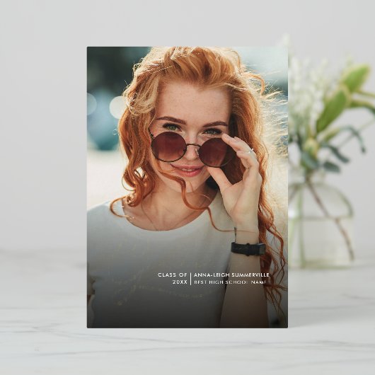 Afstuderen 2024 Afstudeerder Foto's Party Gold Folie Uitnodiging (Staand Voorkant)