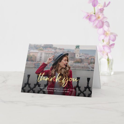 Afstuderen 2024 Afstudeerder Fotoscript Bedankt Folie Wenskaart (Orchidee)