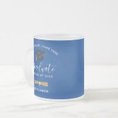 Afstuderen 2024 Blauw Gepersonaliseerd Afstuderen Matglas Koffiemok (Voorkant links)