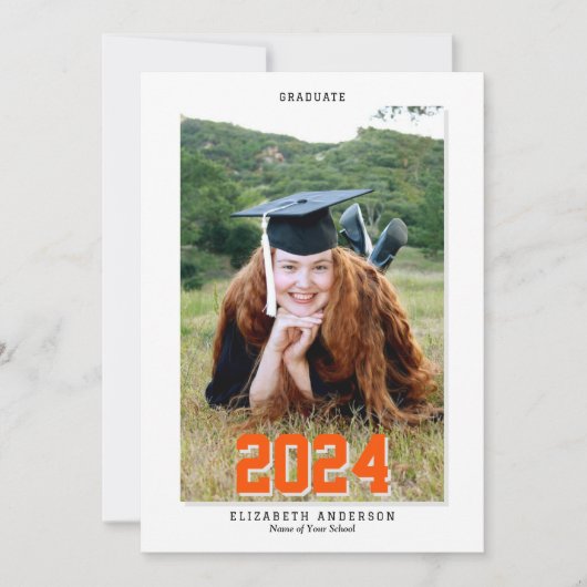 Afstuderen 2024 Classic Typografie Afstuderen Foto Bedankkaart (Voorkant)