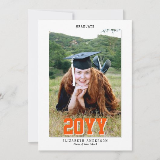 Afstuderen 2024 Classic Typografie Afstuderen Foto Bedankkaart (Voorkant)