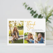 Afstuderen 2024 Eenvoudig Goud Handbeletterd Afstu Bedankkaart (Staand voorkant)