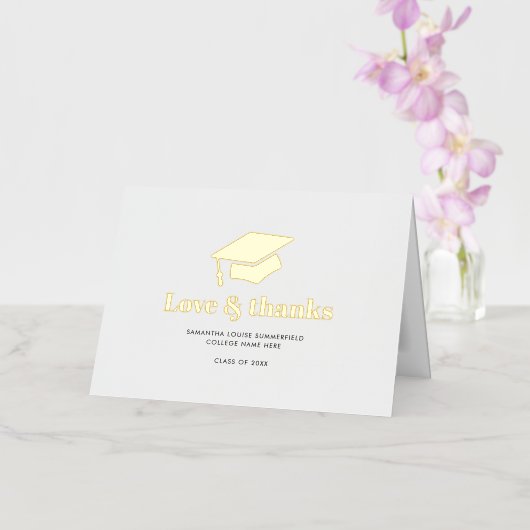 Afstuderen 2024 Foto Afstudeerder Dank u Goud Folie Wenskaart (Orchidee)