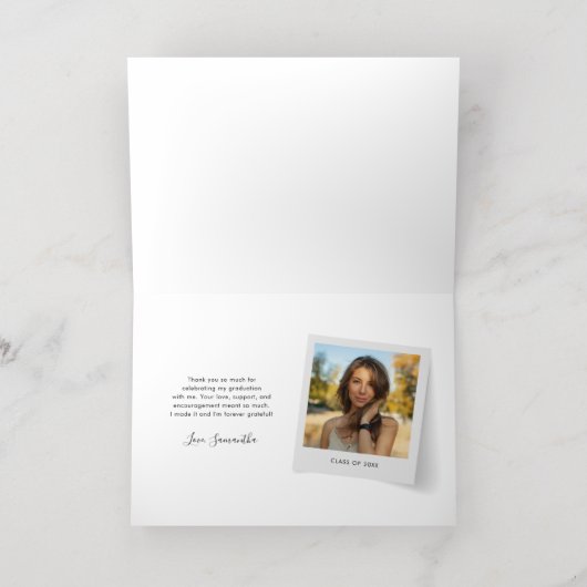 Afstuderen 2024 Foto Afstudeerder Dank u Goud Folie Wenskaart (Binnenlaag)