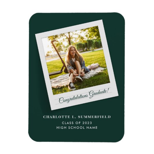 Afstuderen 2024 Foto Groene Elegante Aankondiging Magneet (Verticaal)