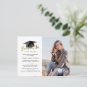 Afstuderen 2024 foto minimalistische partij uitnodiging briefkaart (Staand voorkant)