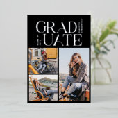 Afstuderen 2024 Fotocollage Afstudeerder Party Zil Folie Uitnodiging (Staand Voorkant)
